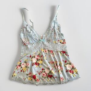 Womens‎ Top XL Babydoll Y2K Innocent Fairy Lace Spring Floral Coquette Feminine